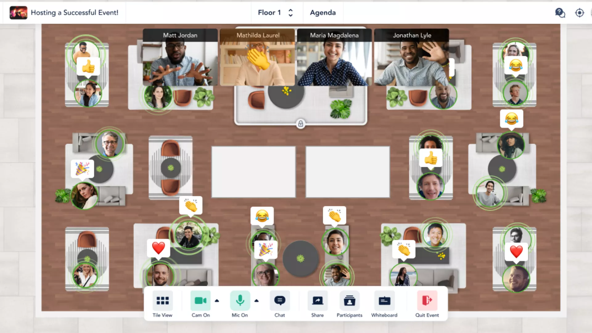 Remo virtual event floor plan with networking tables — an immersive Zoom alternative for interactive events.