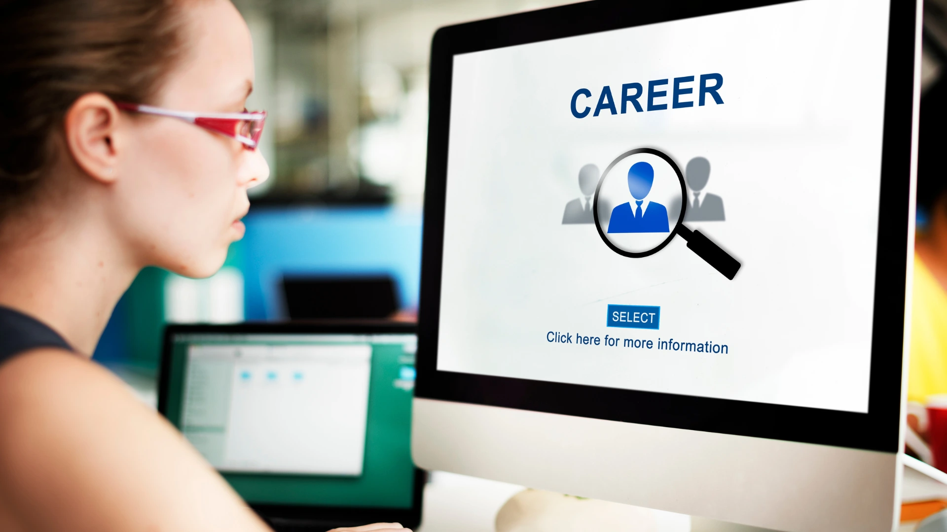 Student browsing career opportunities on a computer screen, illustrating step two of How to Host a University Virtual Career Fair. 