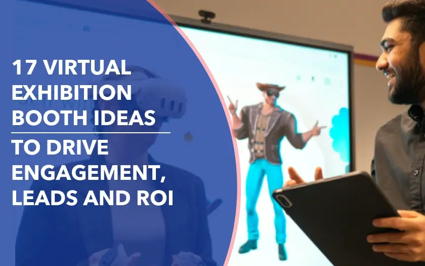 Attendees at a virtual exhibition booth using the latest technology to explore an interactive experience.