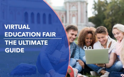 The Ultimate Guide to Virtual Education Fairs, showing students exploring education options online together while attending a virtual education fair.
