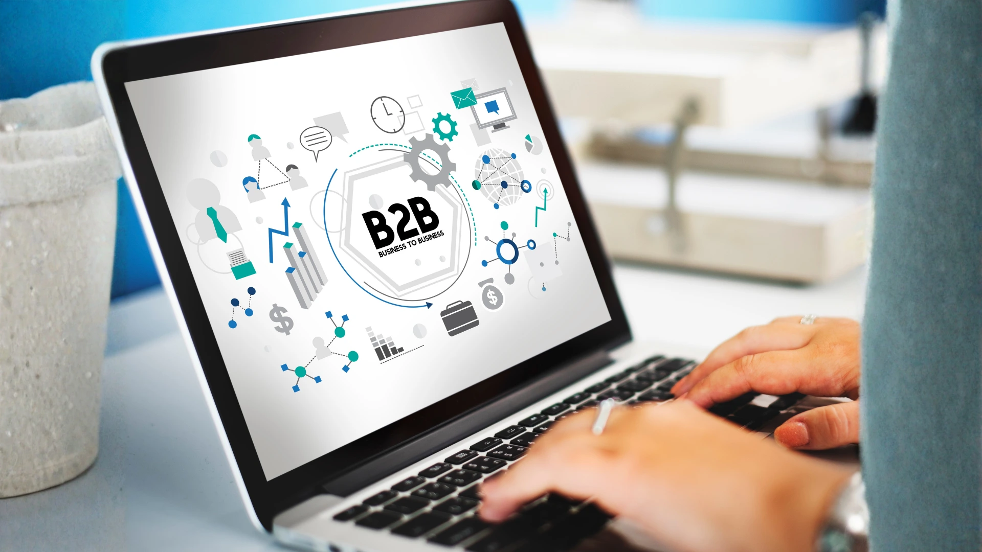 Visual representation of modern B2B lead generation showing buyer intent signals, analytics, and connected marketing workflows on a digital screen.