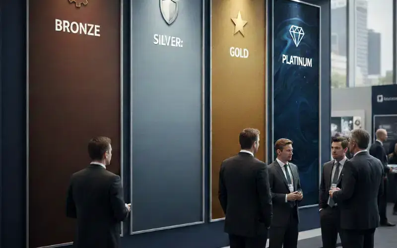 Visual display of Bronze, Silver, Gold, and Platinum event sponsorship tiers.