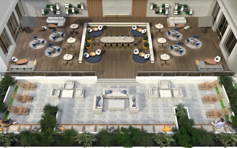 Remo virtual event floor plan showing clearly arranged tables and zones designed for intuitive attendee navigation and easy movement between conversations.