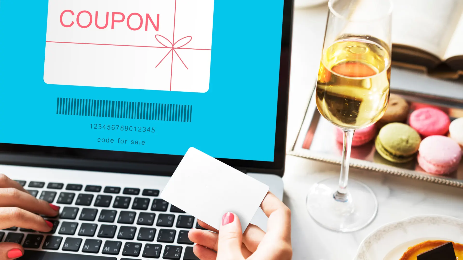 Online coupon displayed on laptop screen, showcasing valuable college career fair giveaway ideas for career growth.