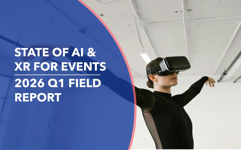 Person wearing a VR headset with arms extended, representing immersive extended reality experiences and the evolving role of XR in modern live events.