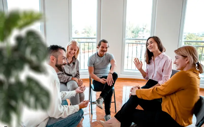 Group session with employers and students engaging in a collaborative discussion.