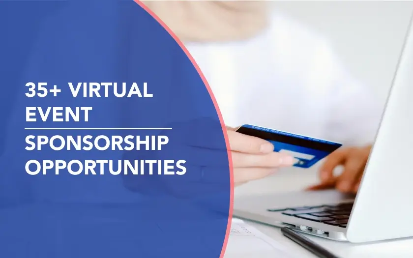 Person using a laptop and credit card to illustrate virtual event sponsorship opportunities and online event monetization.