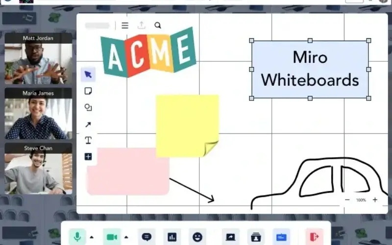 Interface of Remo during a virtual event, participants using the virtual whiteboard feature.