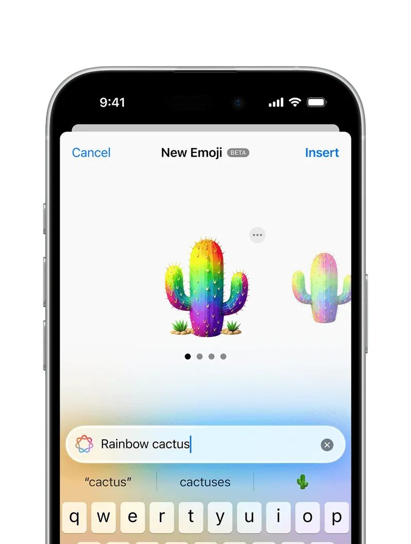 An iPhone with a rainbow cactus on made by an AI suggestion.