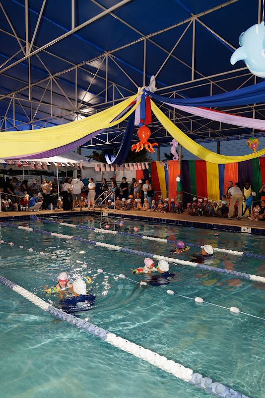 Swimmers racing down the lanes