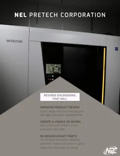 Brochure cover showing Zeiss Metrotom 1500 industrial CT scanner