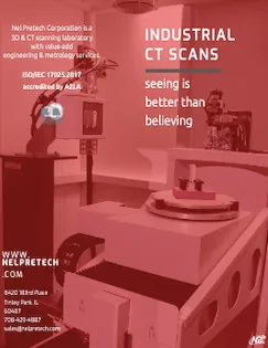 Cover image of brochure showing the inside of industrial ct scanner