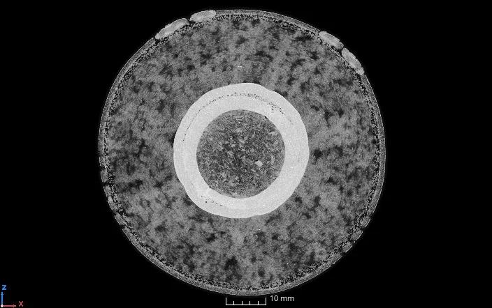 2D x-ray slice of a baseball