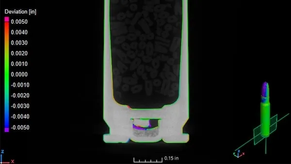 A computed tomography scan of ammunition.
