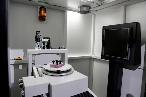 Interior picture of an industrial computed tomography machine.