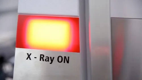 An x-ray light on an industrial ct scanner machine.
