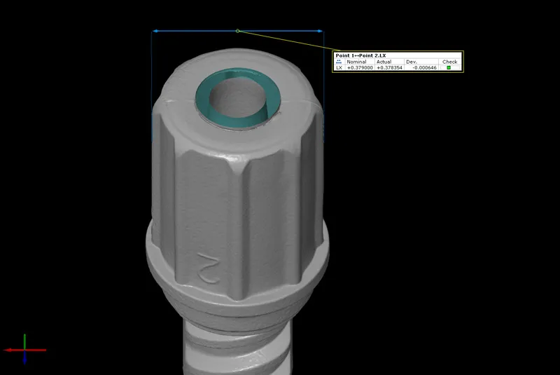 Point to point distance measurement on CT scan data