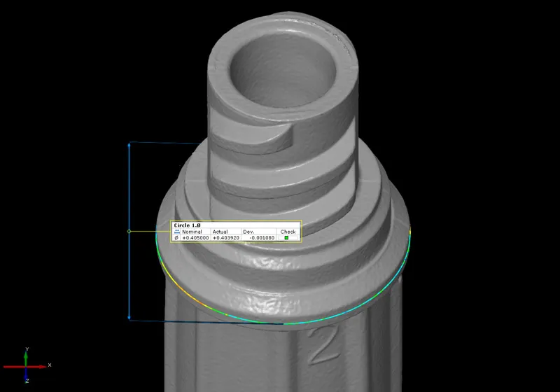 Diameter measurement of Luer connector.