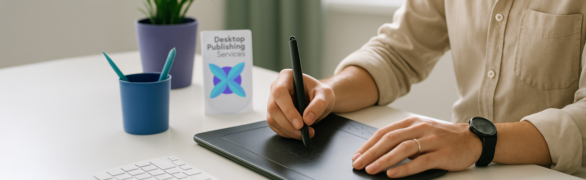 Zoomed photo of a person revising a document on desk