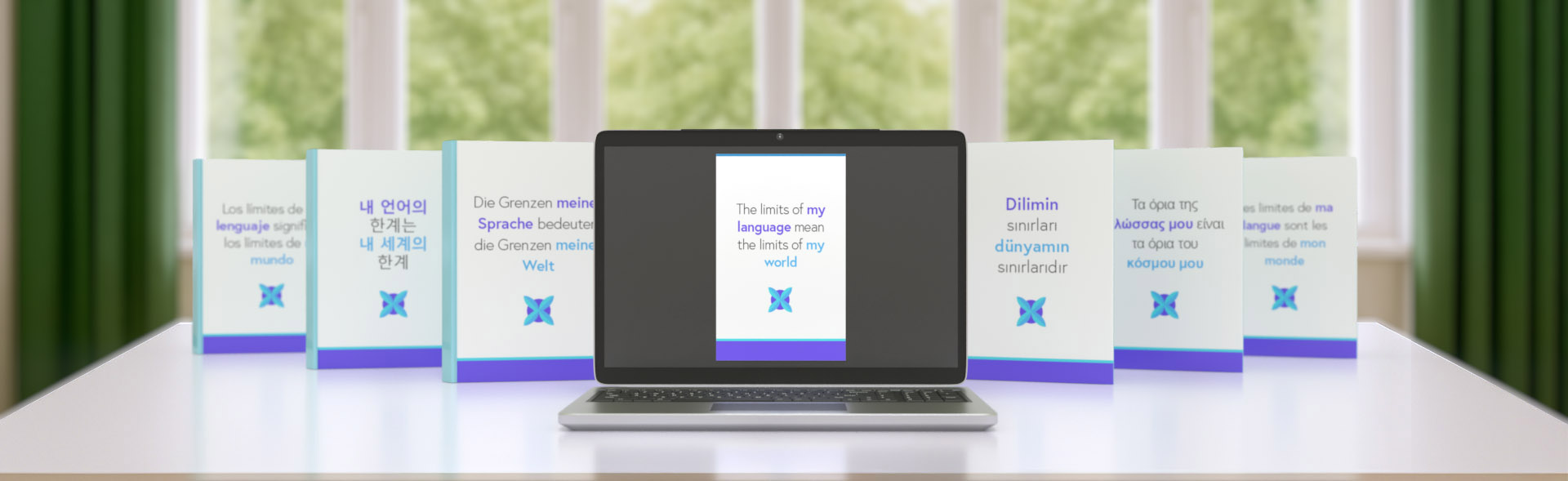 Translated book layout in idml from a desktop publishing DTP project Laptop showing a translated book idml layout from a desktop publishing DTP Project