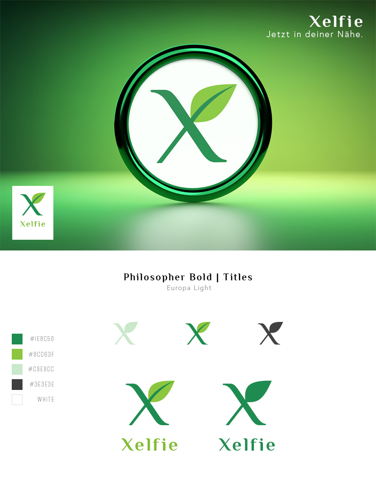 XELFIE logo colour palette and variations