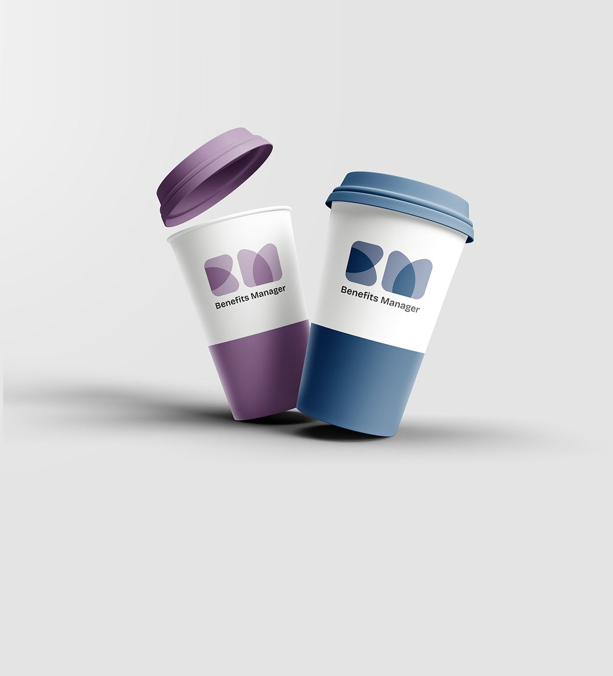Benefits Manager logo on paper cups mockup