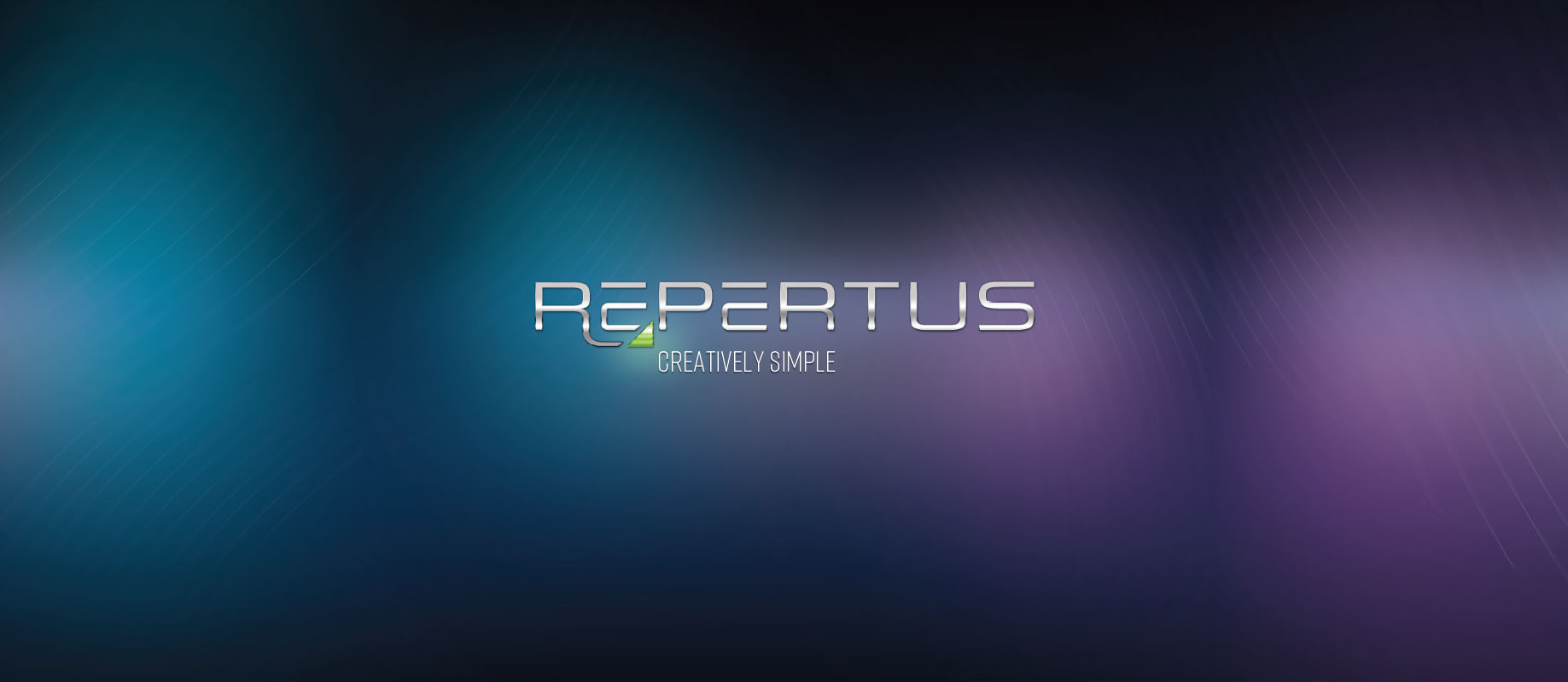 Repertus fair booth backwall with deep blue-purple gradient and centred logo