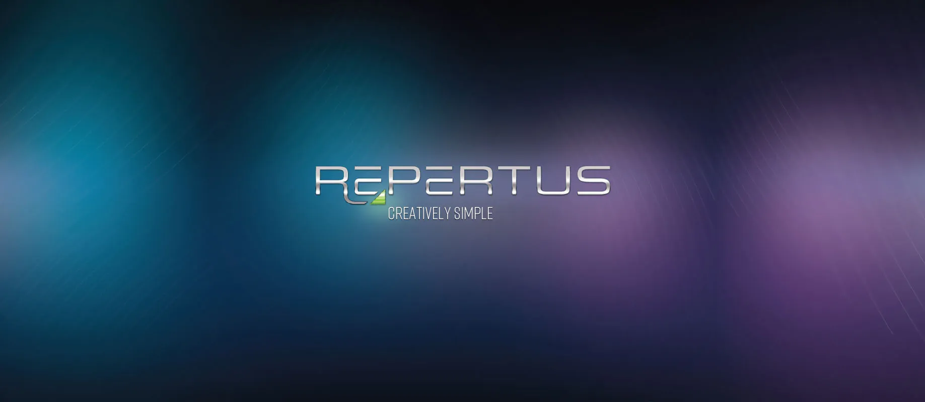 Repertus fair booth backwall with deep blue-purple gradient and centred logo