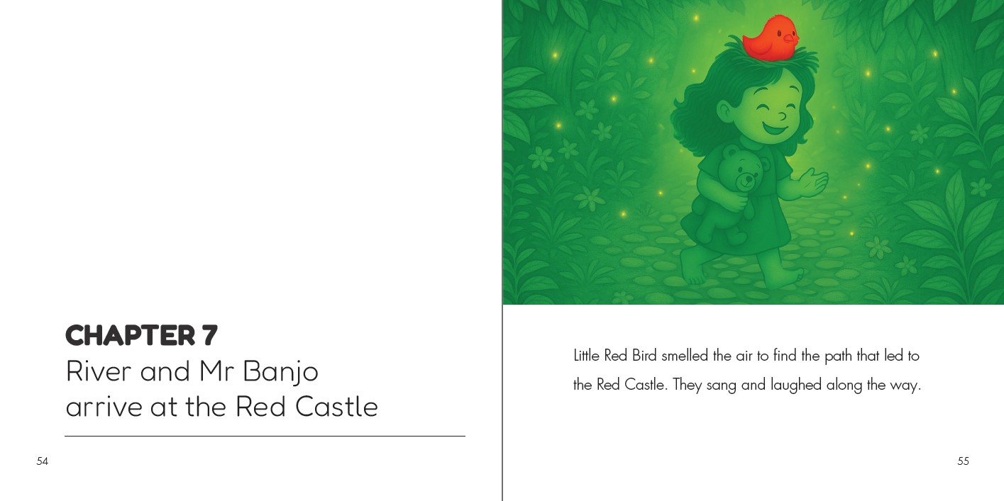 River and Mr Banjo English interior book layout