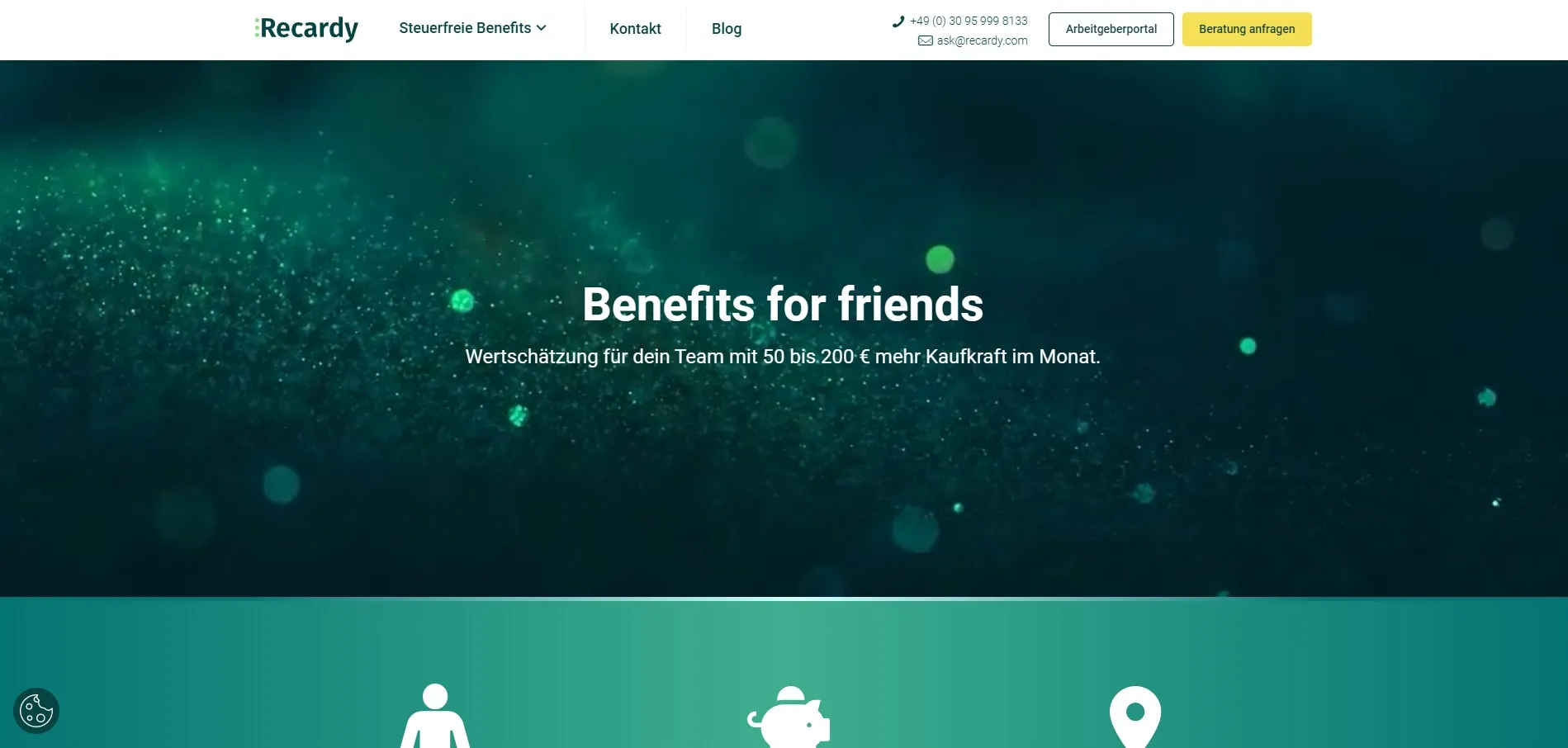 Recardy website hero section