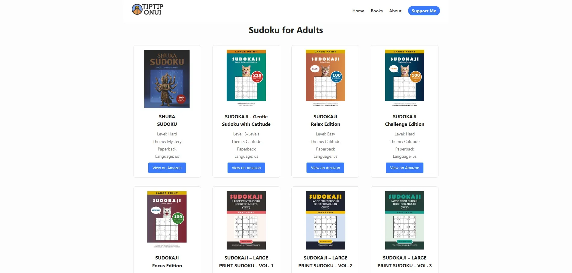 TipTip Onui website book catalogue section