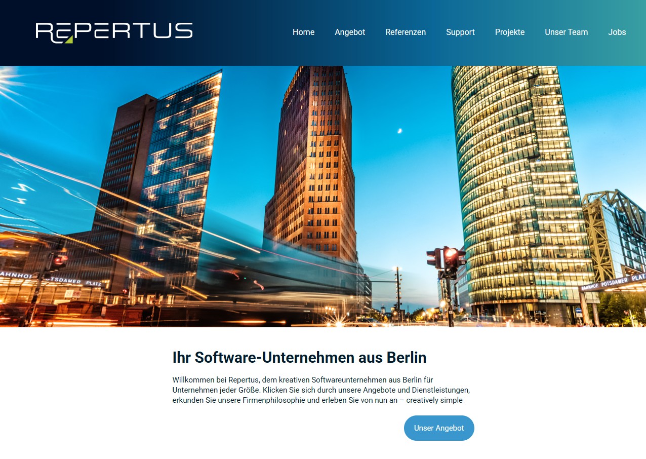 Repertus website hero section design