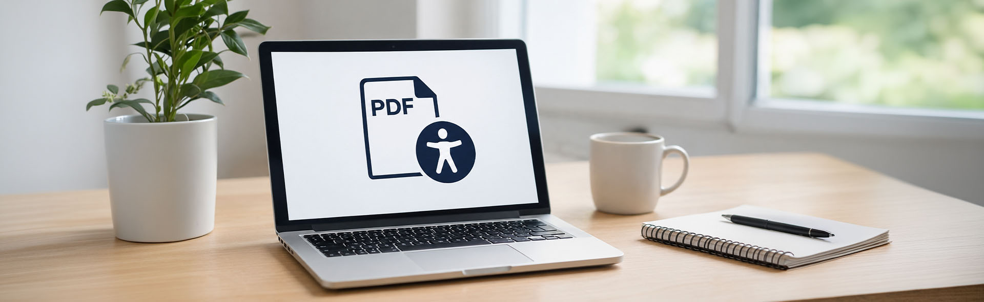 PDF Accessibility project shown on computer on a table in office environment