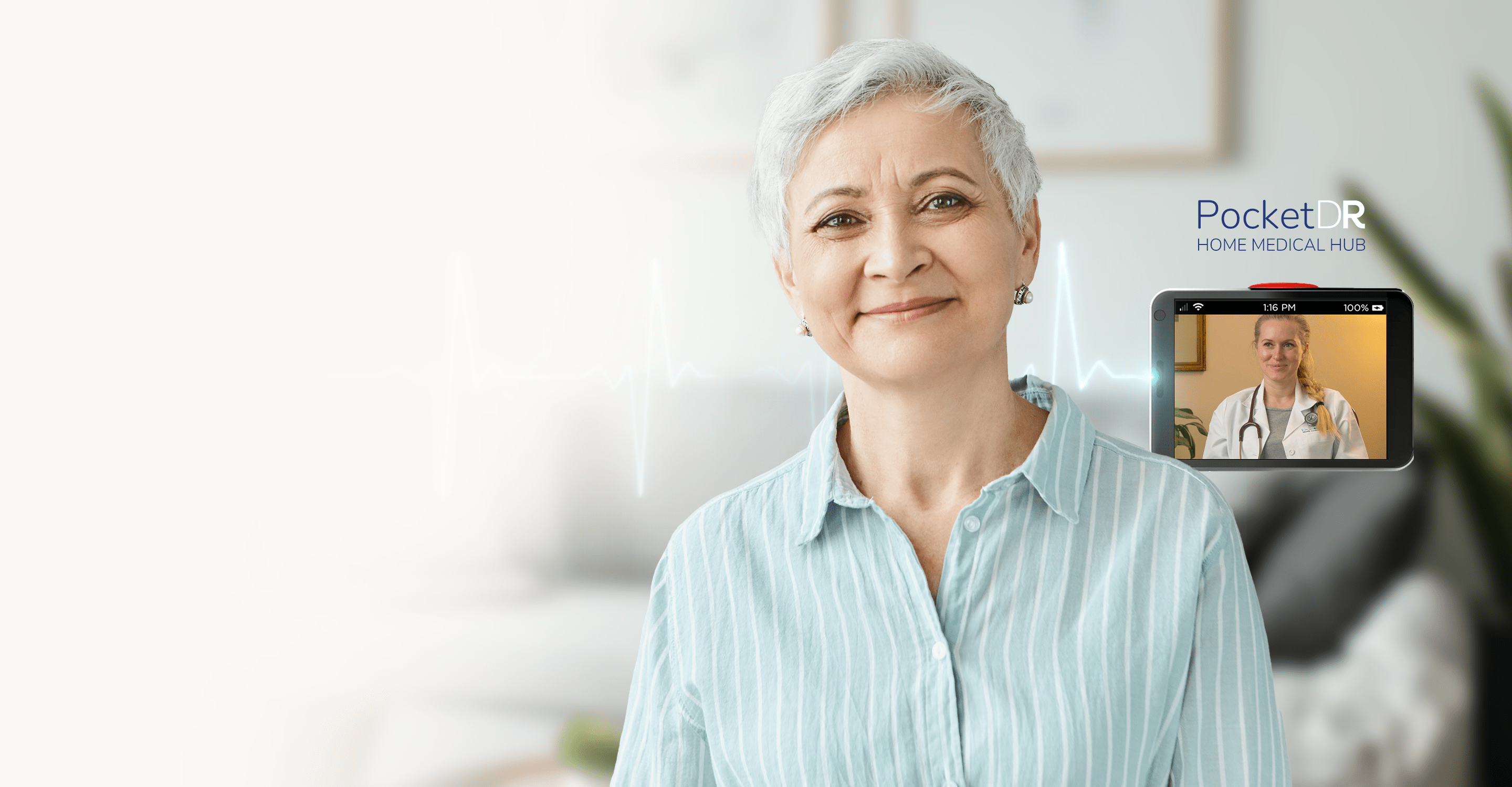 A older woman on the phone for scheduled monthly phone-calls with DocRoad