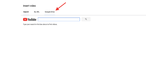 Then, go to the insert tab and choose the video from the drop-down menu. Choose the Google Drive option from the box to insert videos from the drive.