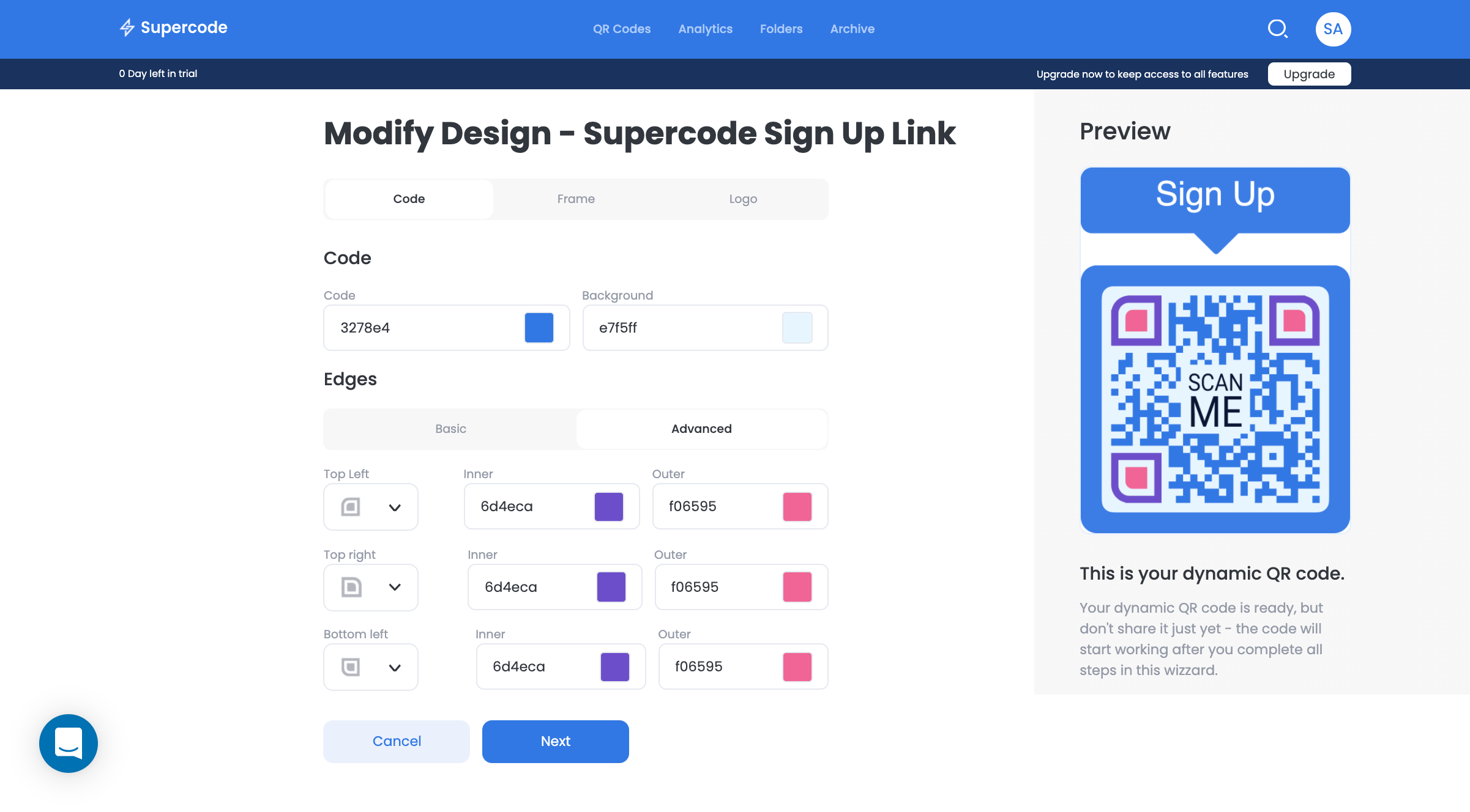 modify qr code design on supercode