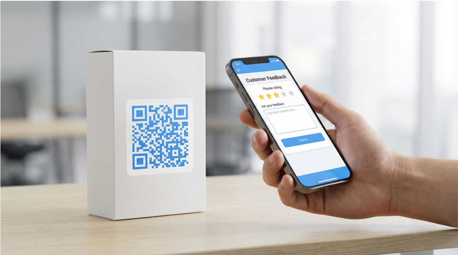 Phone scanning a feedback qr code 