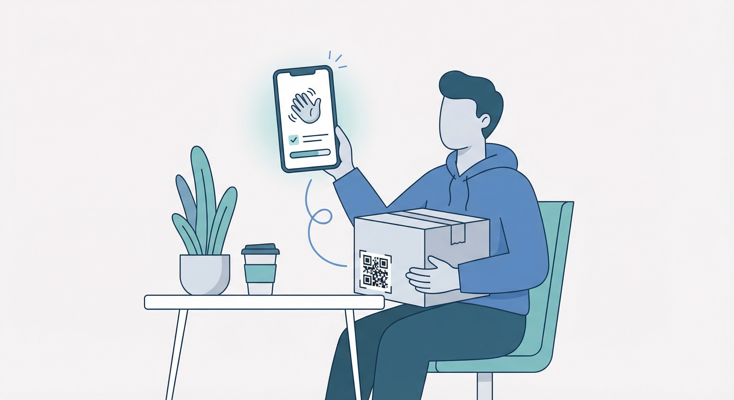 A customer scanning a QR code printed on product packaging to receive a personalized thank-you message and product care instructions