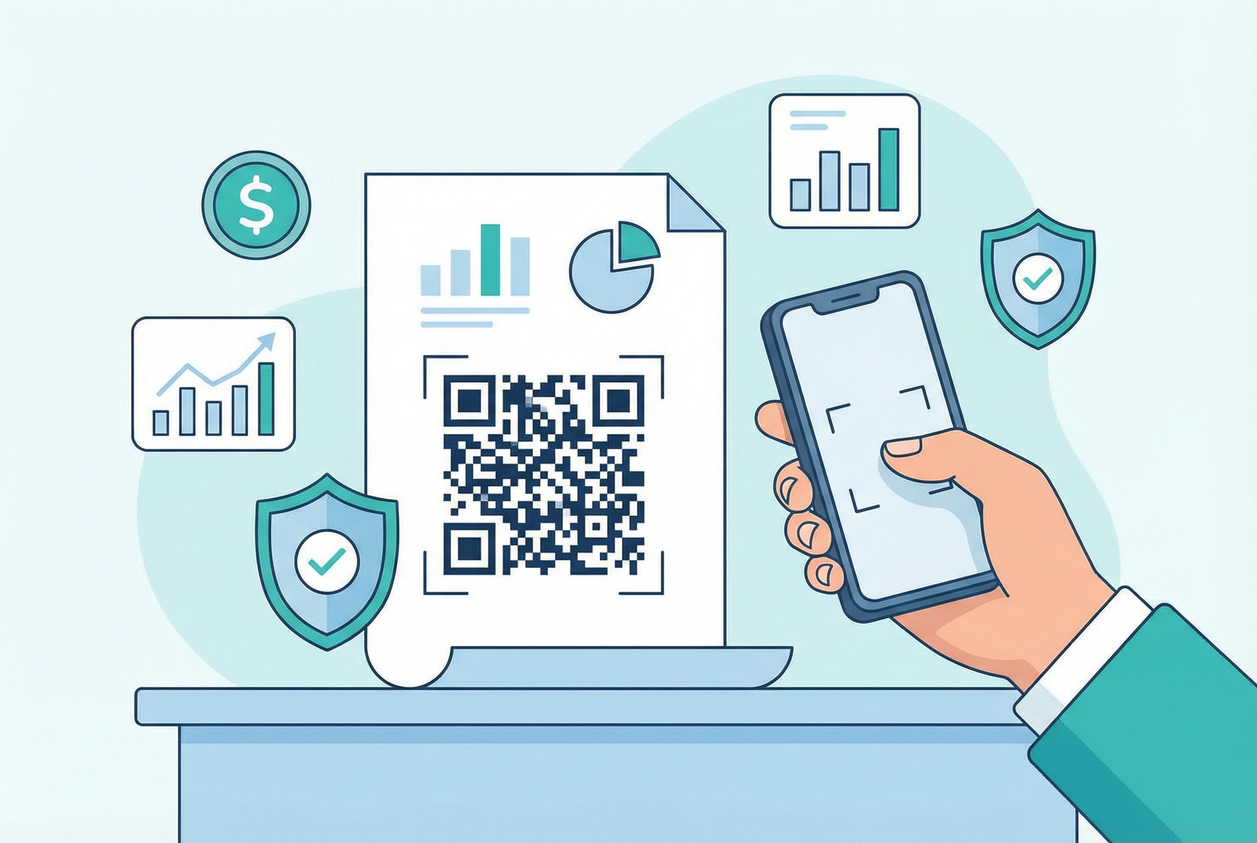 QR code on a financial services document used by an insurance company for client onboarding and policy enrollment