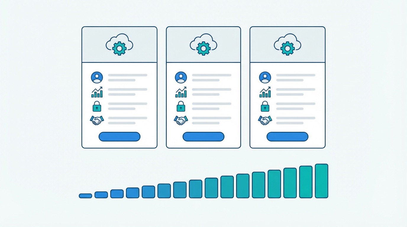 Three QR code pricing plan tiers with identical feature sets, differing only by monthly scan volume from free to enterprise