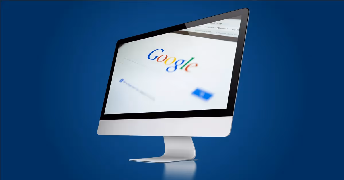apple imac mockup with google search on screen
