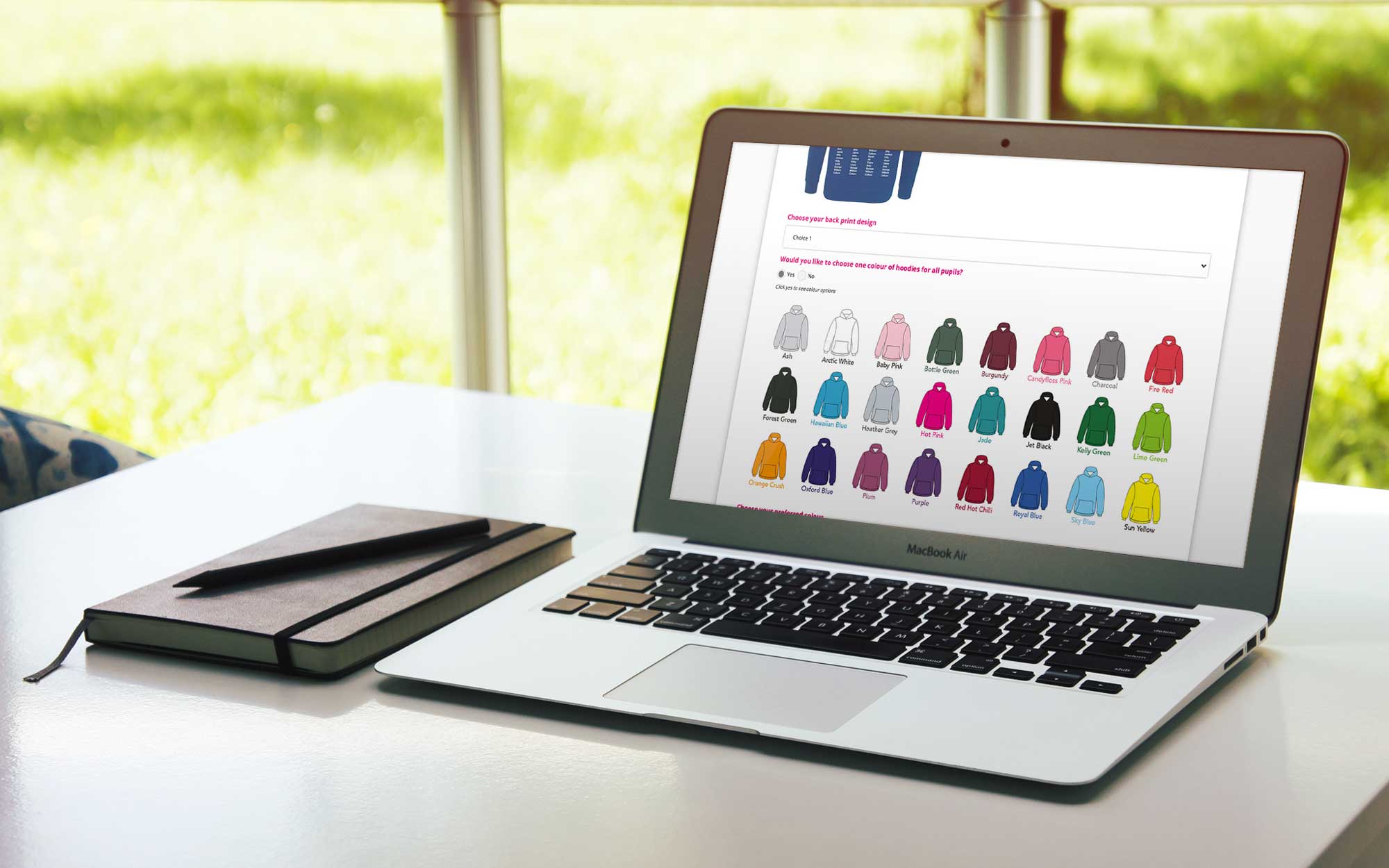 Laptop with Hartland Hoodies order form