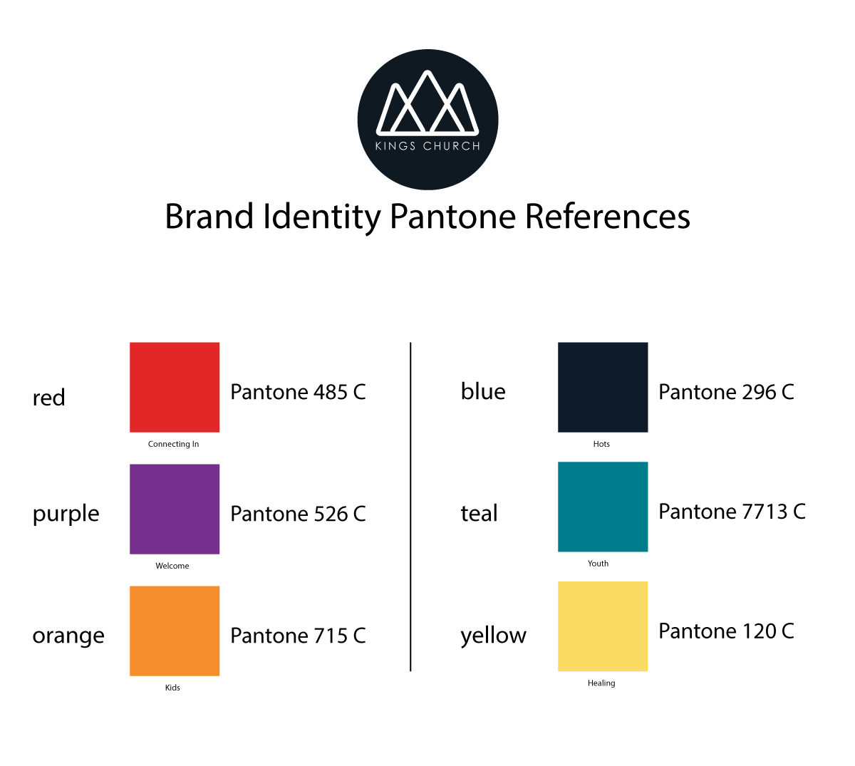 Kings Church pantone reference chart