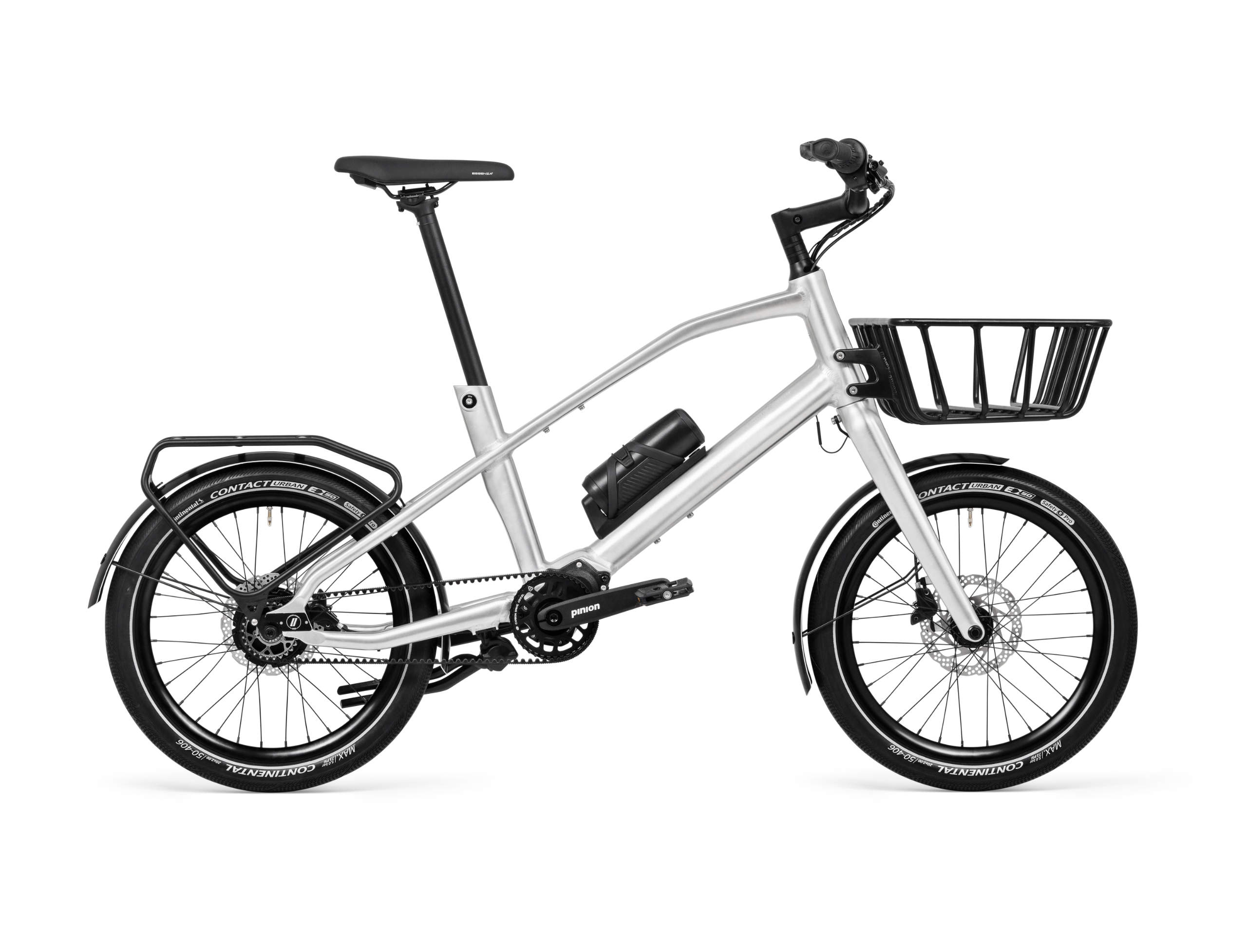 Bild von Schindelhauer Neo Electric Kompaktes E-Bike in Vollausstattung mit Gepäckträger und Frontkorb.