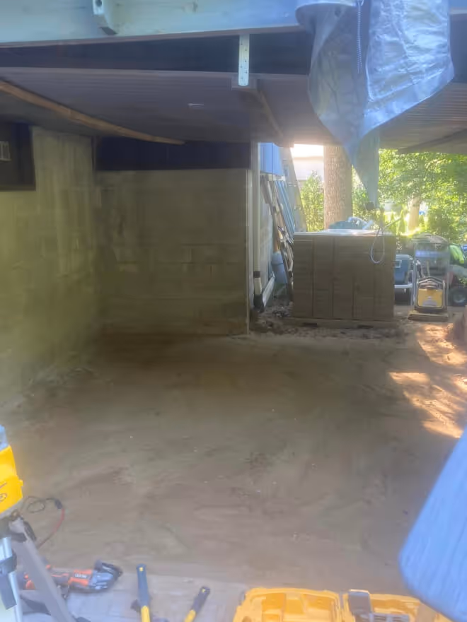 Under deck storage dirt