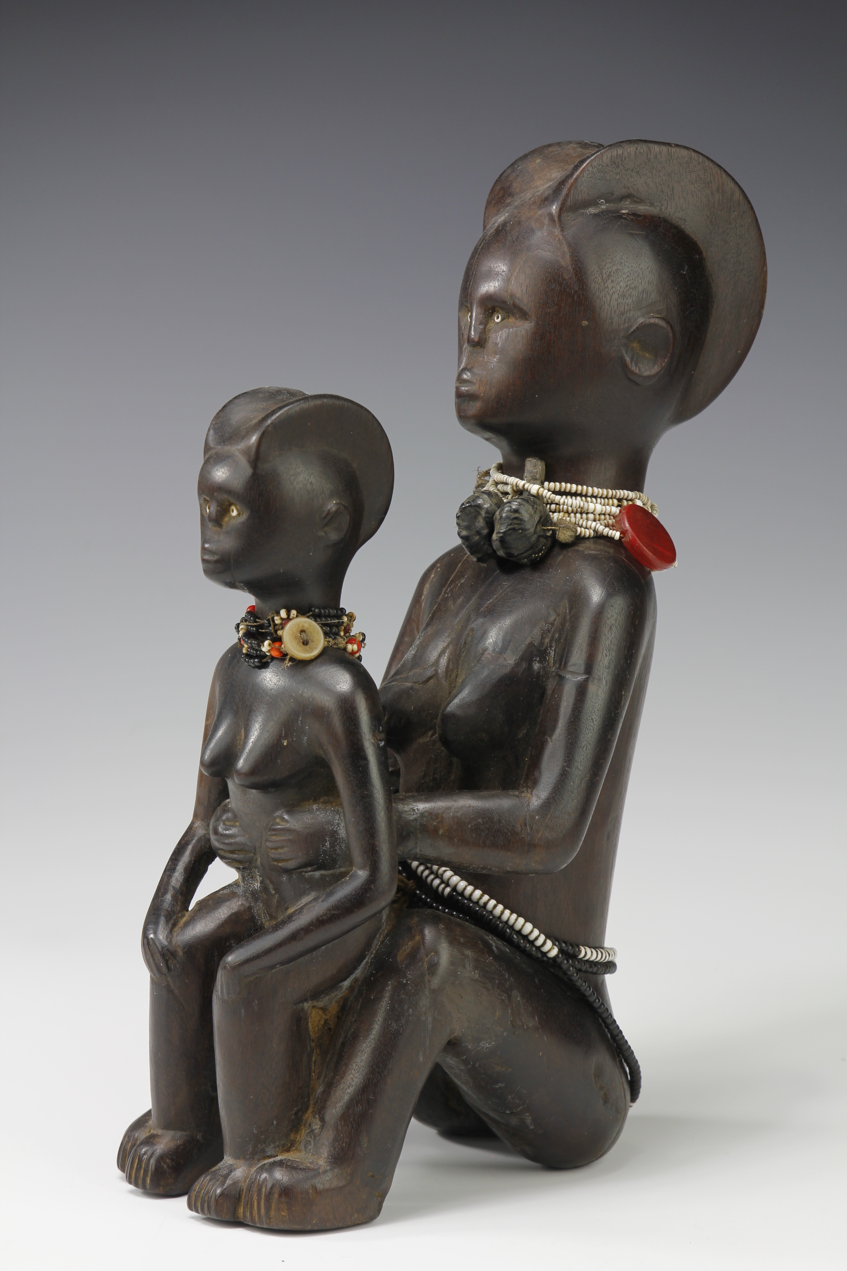 FINE MOTHER AND CHILD CEREMONIAL FIGURE. KWERE,TANZANIA