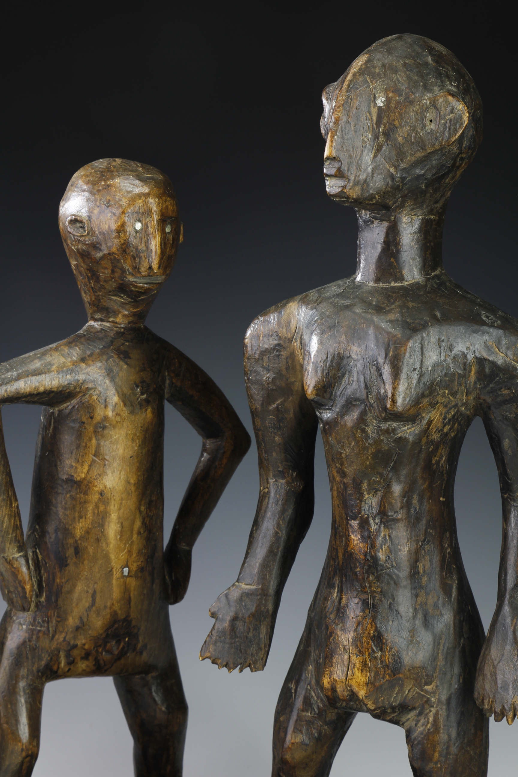 FINE PAIR OF FIGURES,MALE AND FEMALE, WITH WONDERFUL PRESENCE. MONTOL, NIGERIA