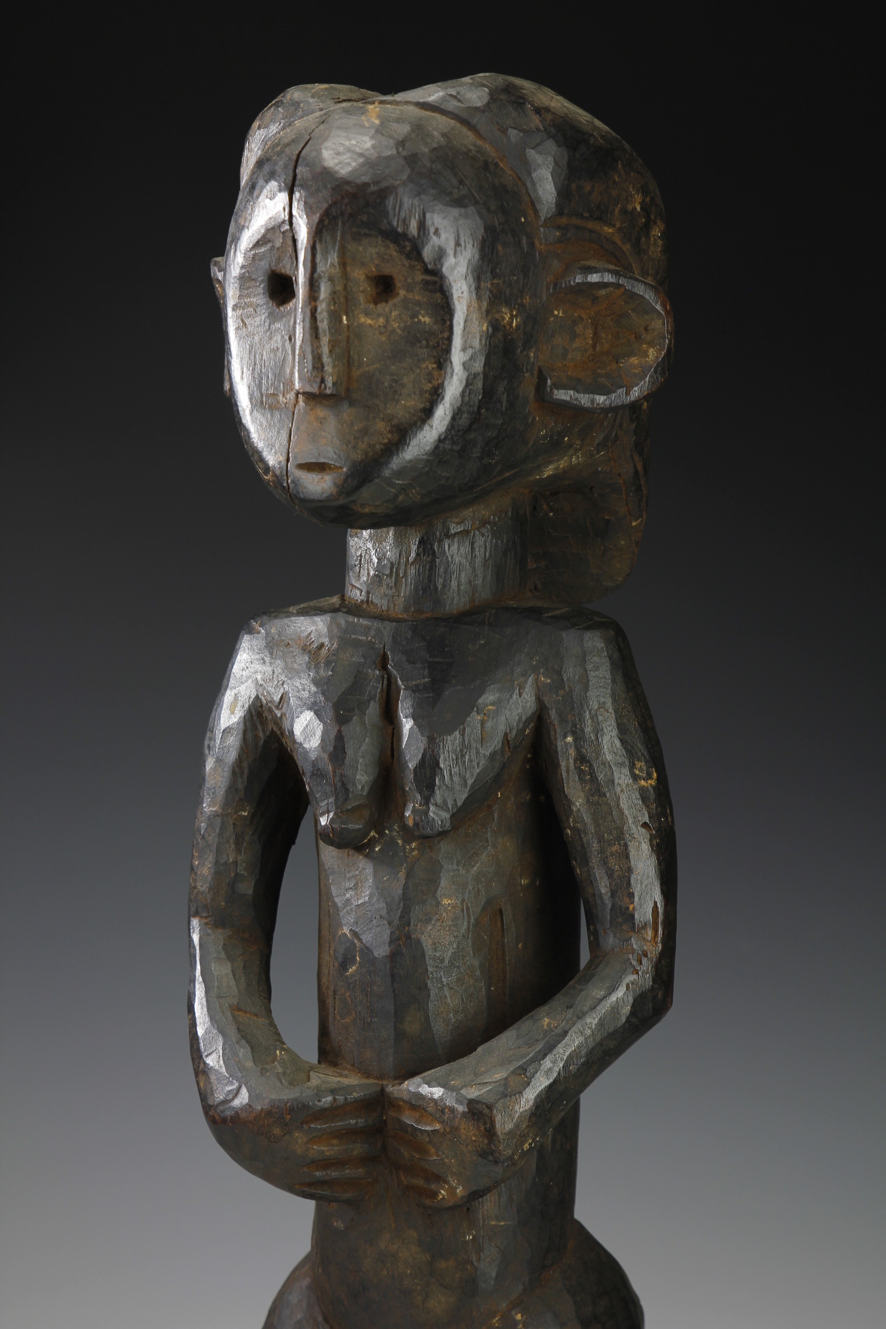 Fine Large Female Figure With Prominent Double-Parted Coiffure. Kaguru, Tanzania