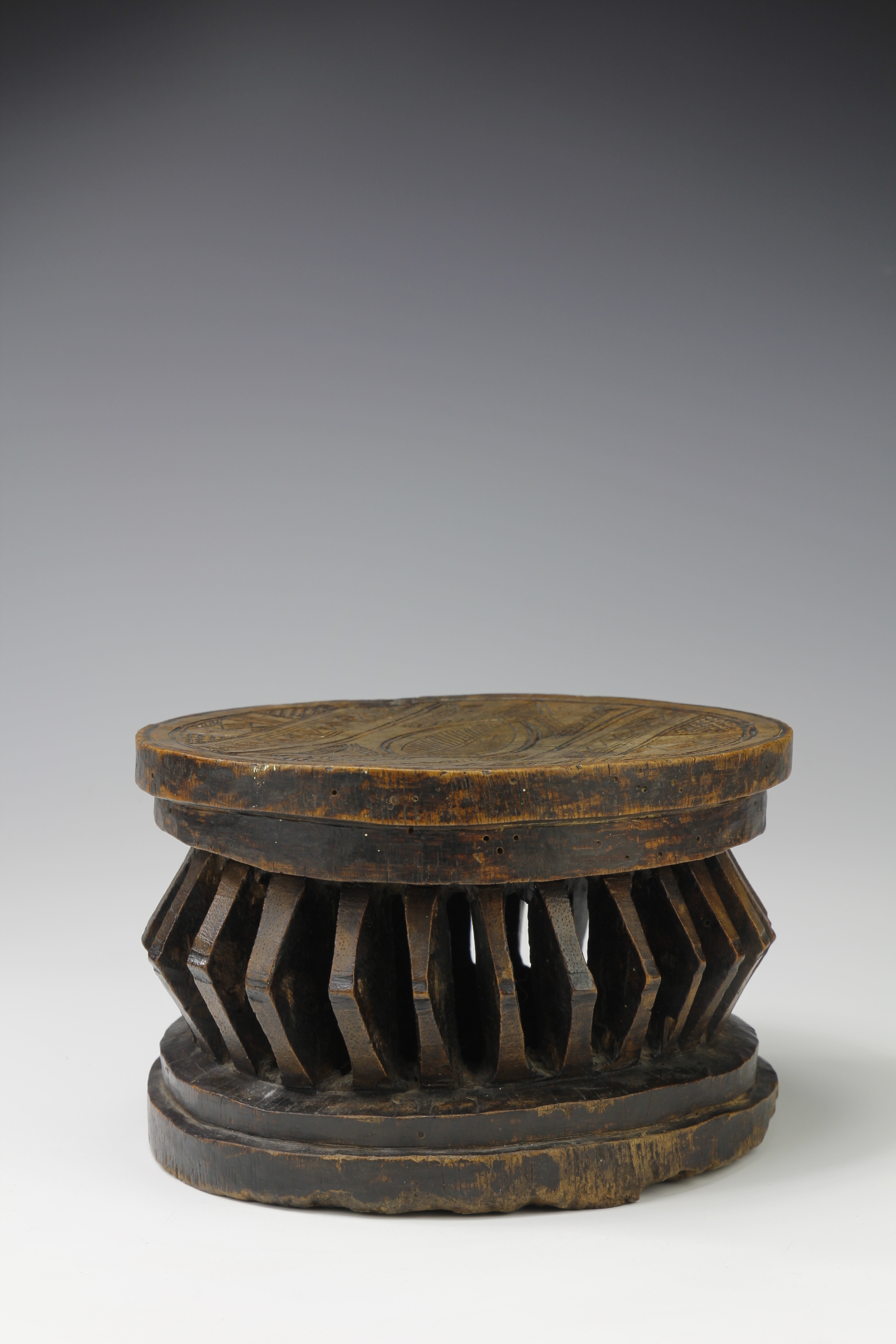 FINE MINIATURE STOOL. NUPE, NIGERIA