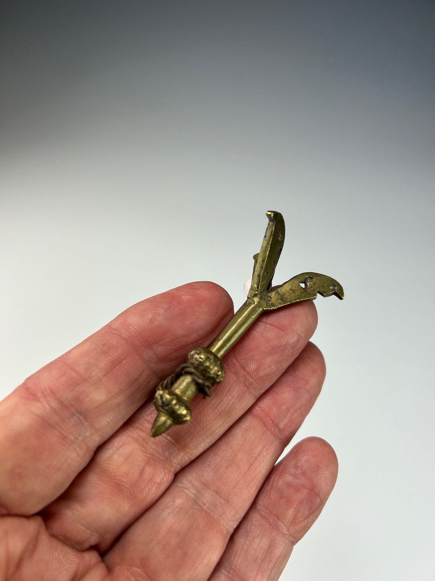 CEREMONIAL WAND GOLD WEIGHT. AKAN, GHANA